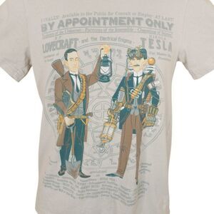 HP Lovecraft T Shirt Mens Size Small Beige Nikola Tesla By Appointment Only